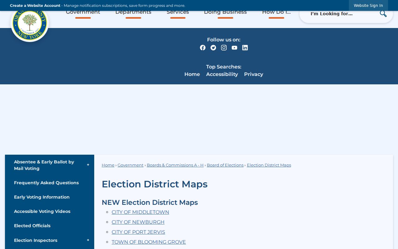 Orange County neighbors election district maps for block geography and municipal context