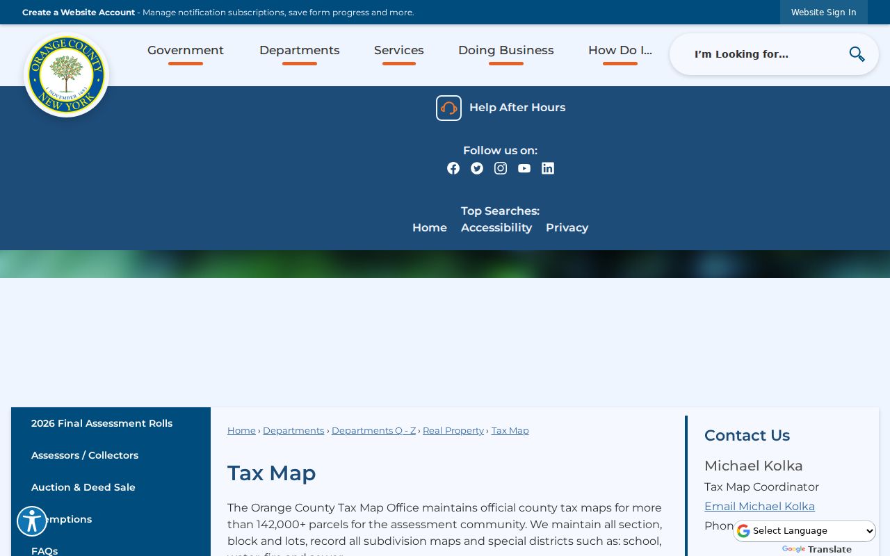 Orange County street directory tax map and parcel boundary source