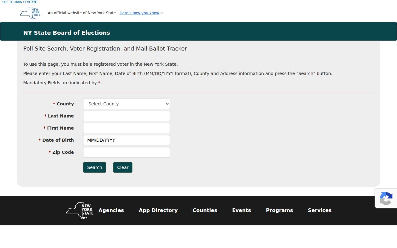 Orange County ZIP code directory view of New York voter lookup ZIP and identity fields